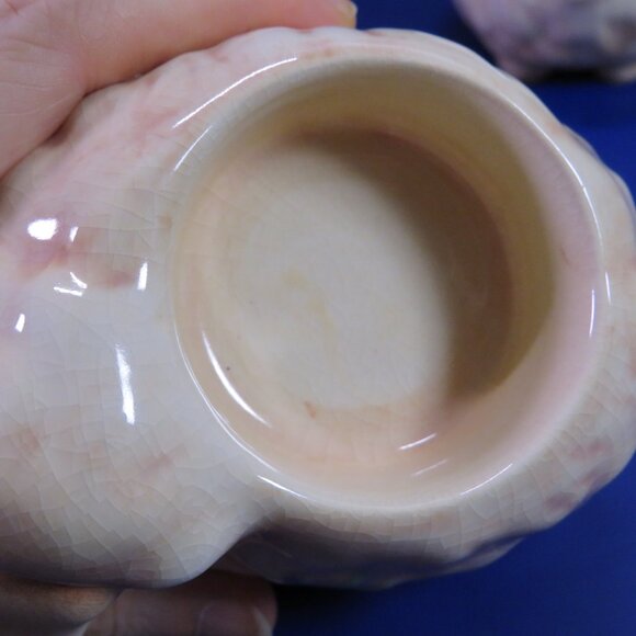 Tan Sheep Lamb (2) Tea Light Holders w Tree design on side Has Crazing Ceramic - Picture 11 of 15